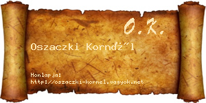 Oszaczki Kornél névjegykártya